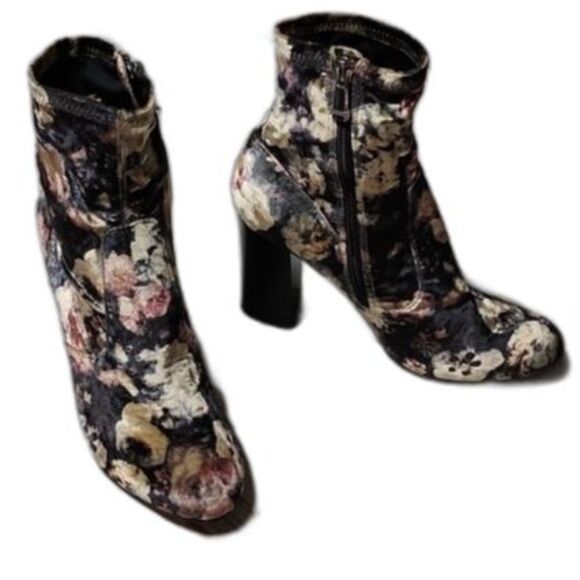 Report floral velour Liria leather counter stacked heel - Picture 1 of 11